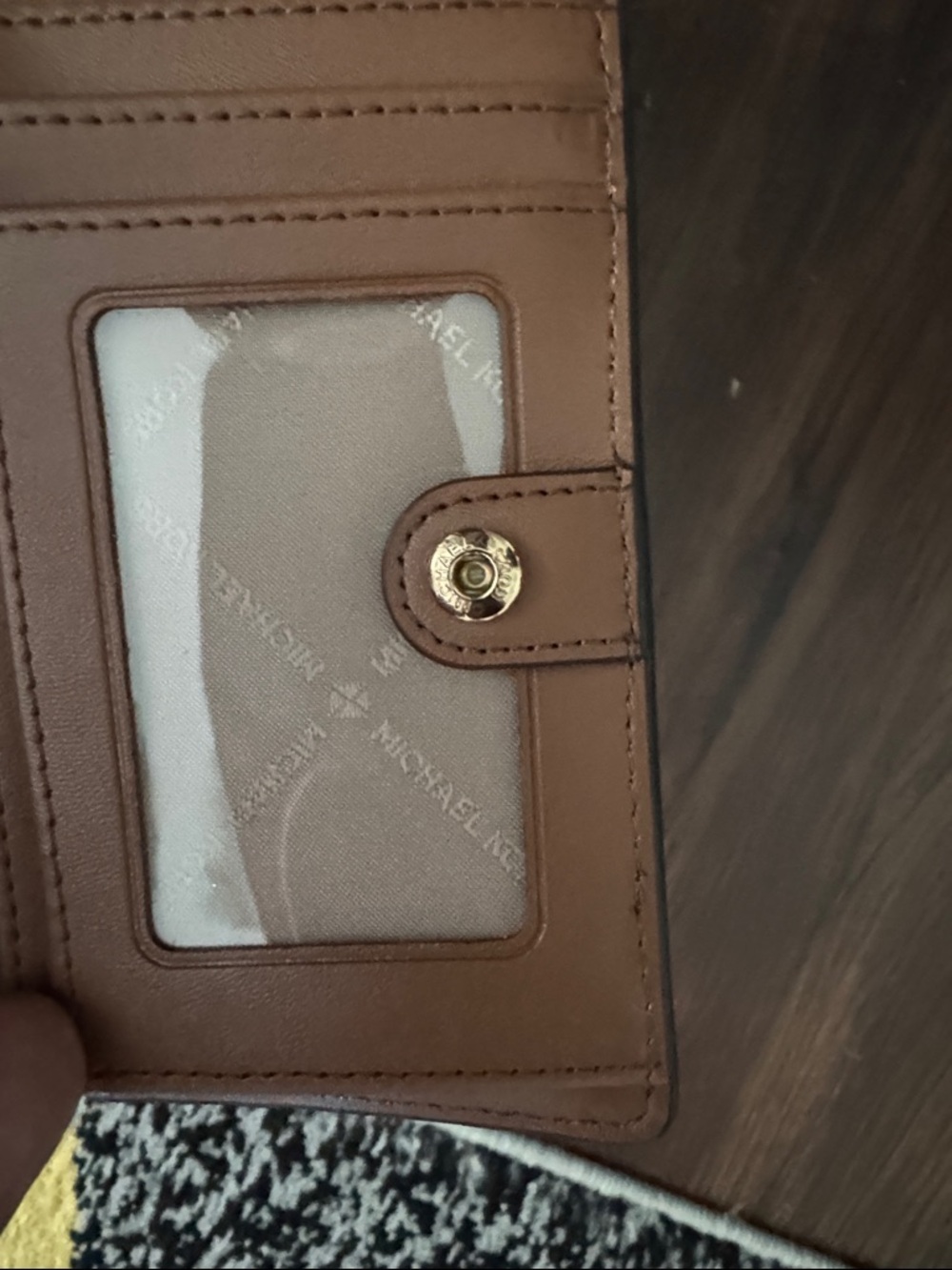Michael Kors Dark Brown Textured Wallet with Gold Logo - Picture 4 of 6